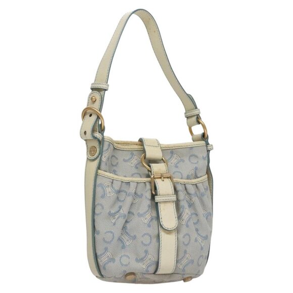 CELINE C Macadam Canvas Shoulder Bag Light Blue - Picture 1 of 15